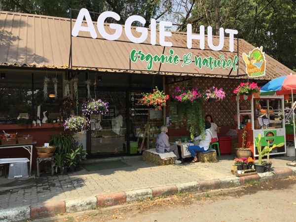 ロイヤルプロジェクトショップの正面にあるオーガニックコスメと自然食品を販売しているお店AGGIE HUT