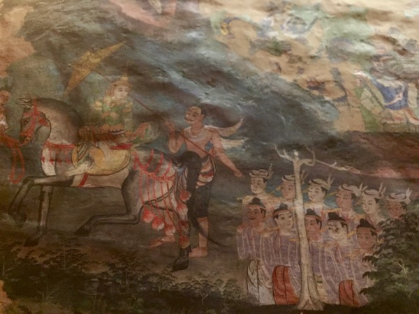 ワットプラシンのラーイカム堂内の壁面に描かれている古い壁画
